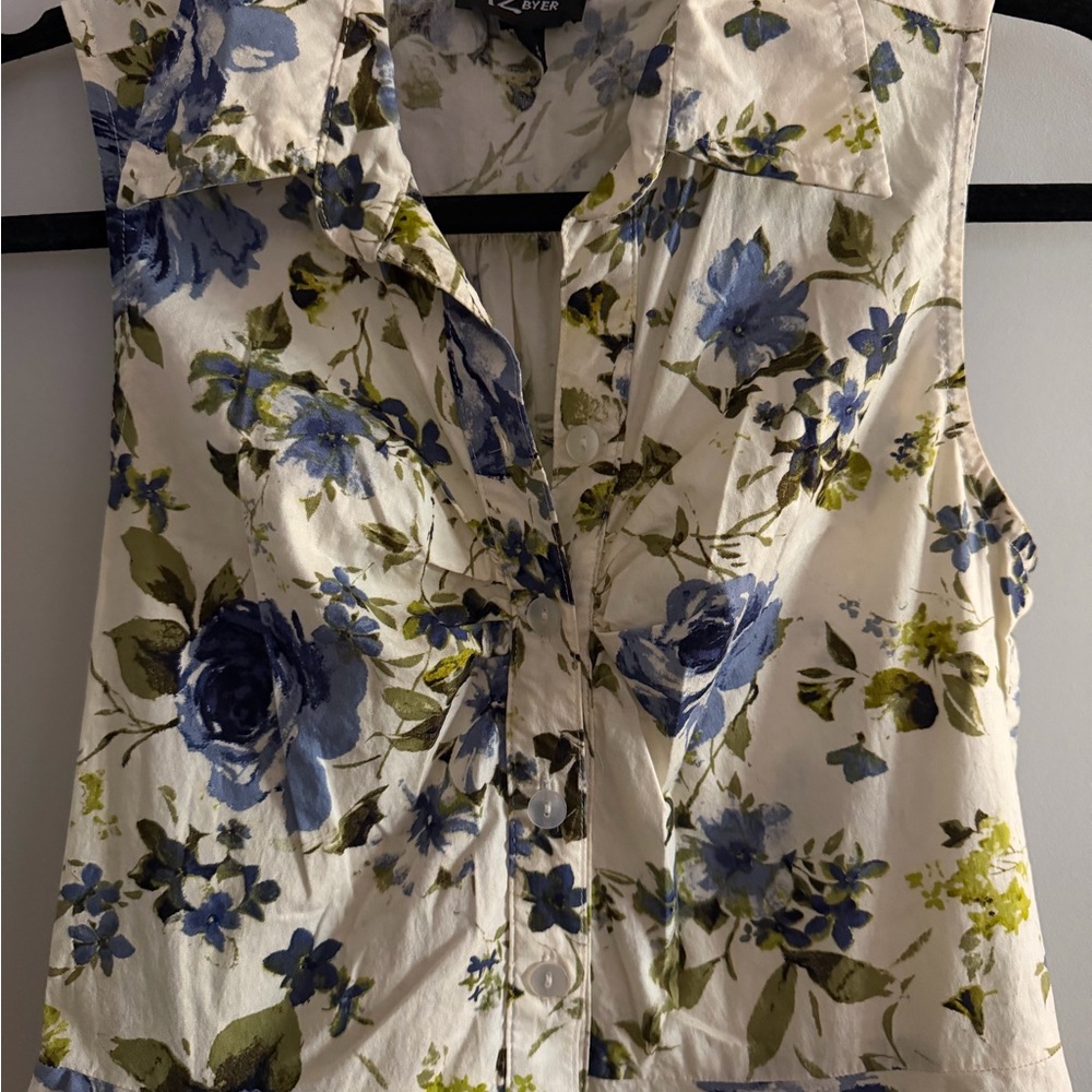 EASTER / SPRING DRESS 💐 IZ Byer collared blue rose floral fit and flare dress - Picture 3 of 7